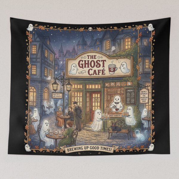 Item preview, Cute Spooky Ghost Cafe Design for Halloween / Costume / Autumn / Fall / Halloween Town / Boo / Cozy / Fall Aesthetic / Autumn / Coffee / Halloween Costume designed and sold by TeenLake.