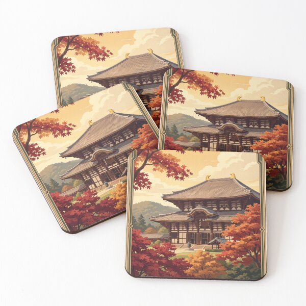 Item preview, Nara Japan Vintage Temple Travel Illustration designed and sold by Bomax121.