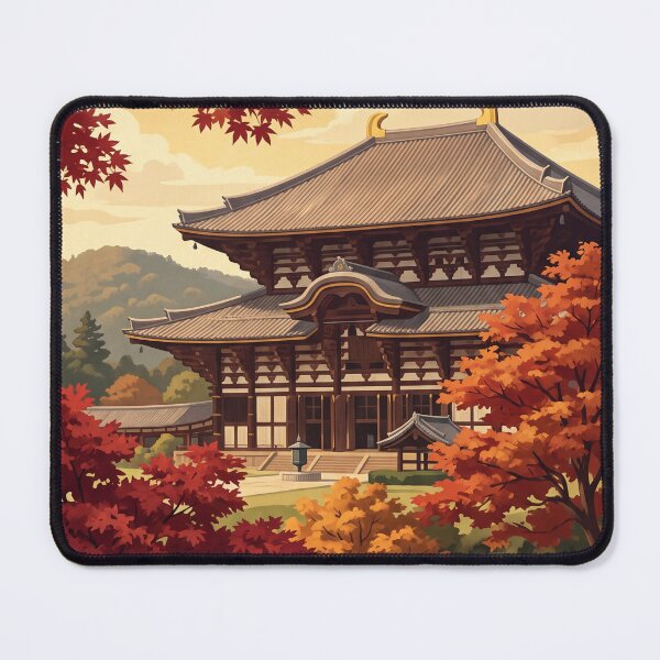 Item preview, Nara Japan Vintage Temple Travel Illustration designed and sold by Bomax121.