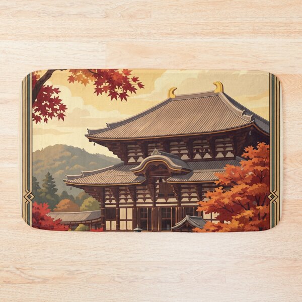 Item preview, Nara Japan Vintage Temple Travel Illustration designed and sold by Bomax121.