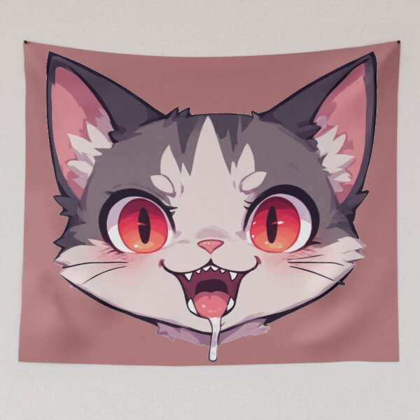 Item preview, Hungry Red Eyes Cat Drooling Funny designed and sold by YAM716.