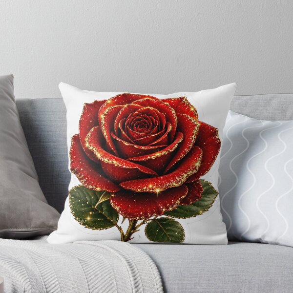 Item preview, Red Rose with Gold Glitter Sparkle Luxury Romantic Floral Aesthetic Sticker designed and sold by AstraDrip Studio.
