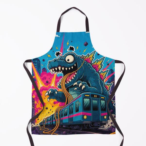 Aperçu de l'œuvre Un monstre Kaiju rigolo mange des ramen dans le métro (BD Noodle City) créée et vendue par The Upside Down.