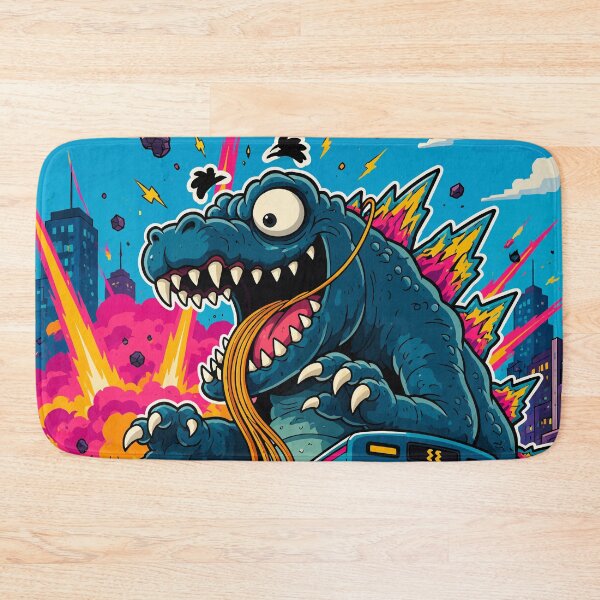 Item preview, Funny Kaiju Monster Eating Subway Train Ramen Noodle City Comic Art designed and sold by The Upside Down.