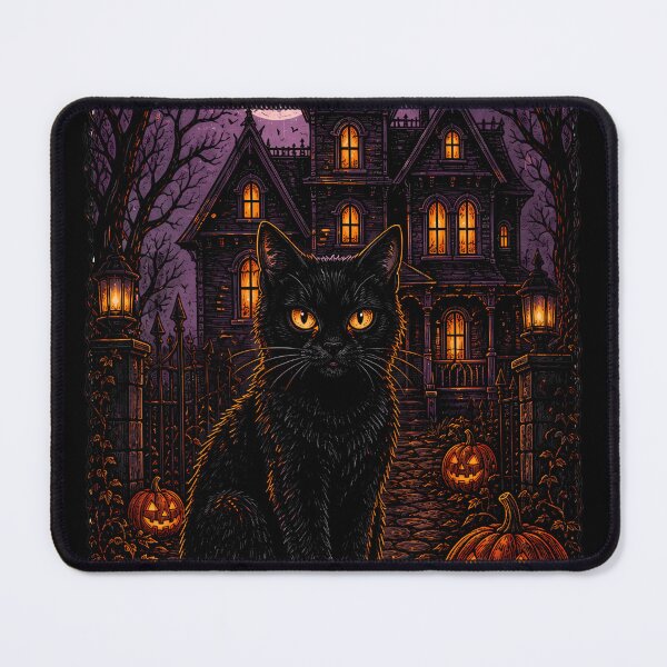Item preview, Haunted House Black Cat Halloween Vintage Gothic Moon Design designed and sold by JessArty ⭐⭐⭐⭐⭐.