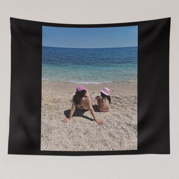 Item preview, Mother and Daughter Watching the Sea - Pink Beach Hats Summer Vibes designed and sold by EpicVistas.