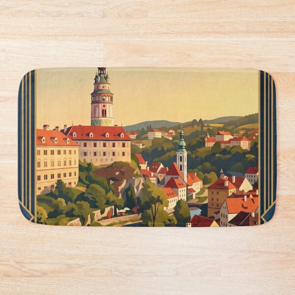 Item preview, Cesky Krumlov Czech Vintage Travel Illustration designed and sold by Bomax121.