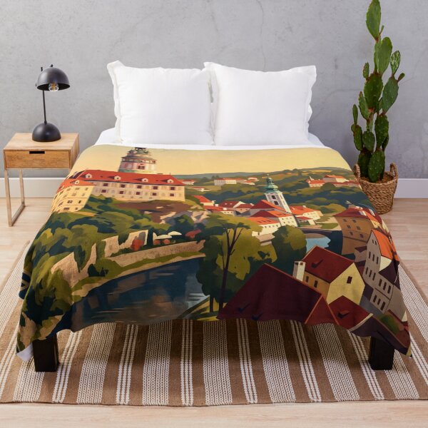 Item preview, Cesky Krumlov Czech Vintage Travel Illustration designed and sold by Bomax121.