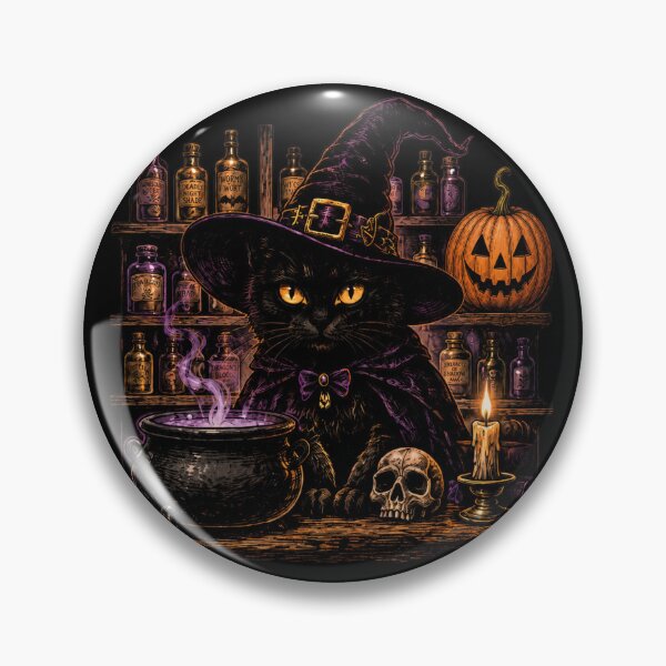 Item preview, Black Cat Witch Potion Halloween Vintage Gothic Cauldron Design designed and sold by JessArty ⭐⭐⭐⭐⭐.