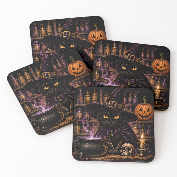 Item preview, Black Cat Witch Potion Halloween Vintage Gothic Cauldron Design designed and sold by JessArty ⭐⭐⭐⭐⭐.