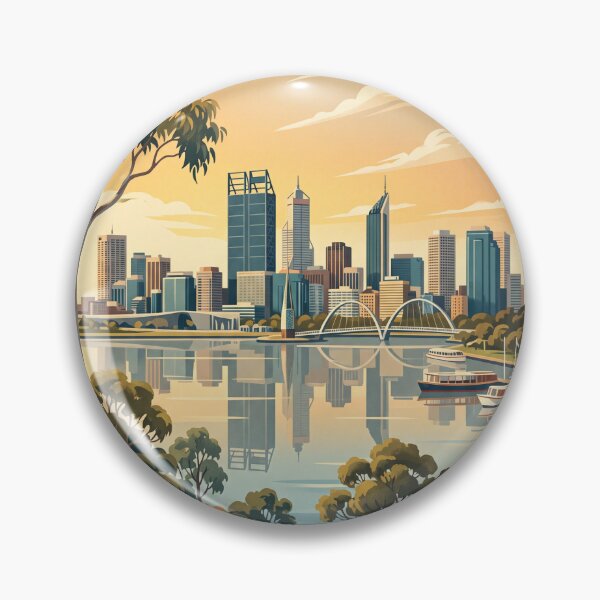 Item preview, Perth Australia Vintage City Travel Illustration designed and sold by Bomax121.