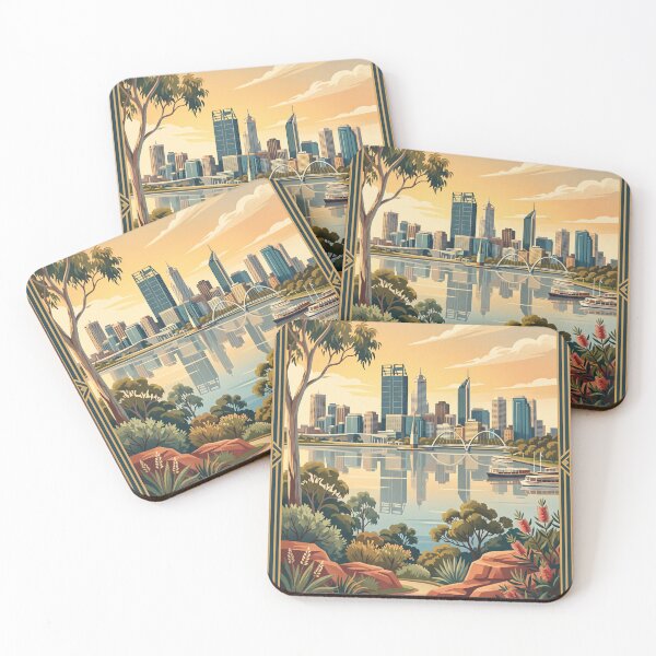 Item preview, Perth Australia Vintage City Travel Illustration designed and sold by Bomax121.
