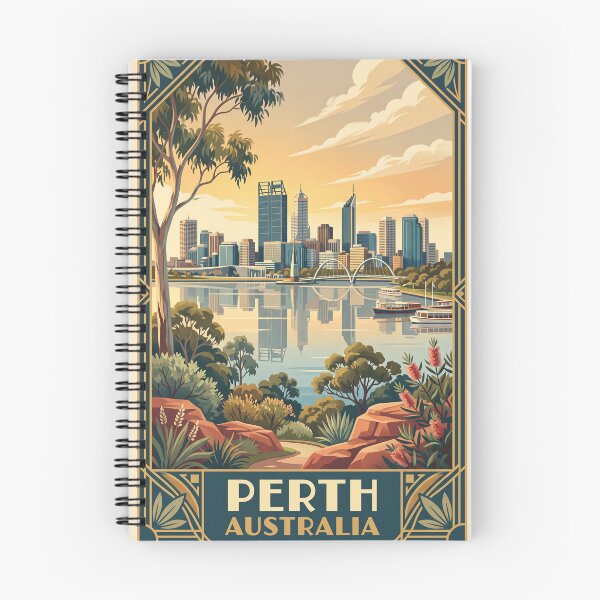 Item preview, Perth Australia Vintage City Travel Illustration designed and sold by Bomax121.