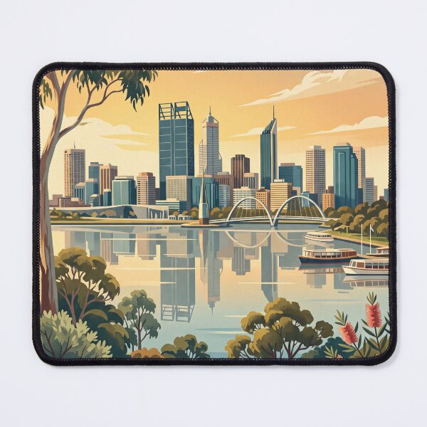 Item preview, Perth Australia Vintage City Travel Illustration designed and sold by Bomax121.