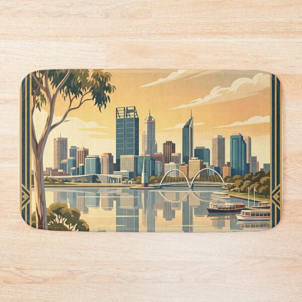 Item preview, Perth Australia Vintage City Travel Illustration designed and sold by Bomax121.