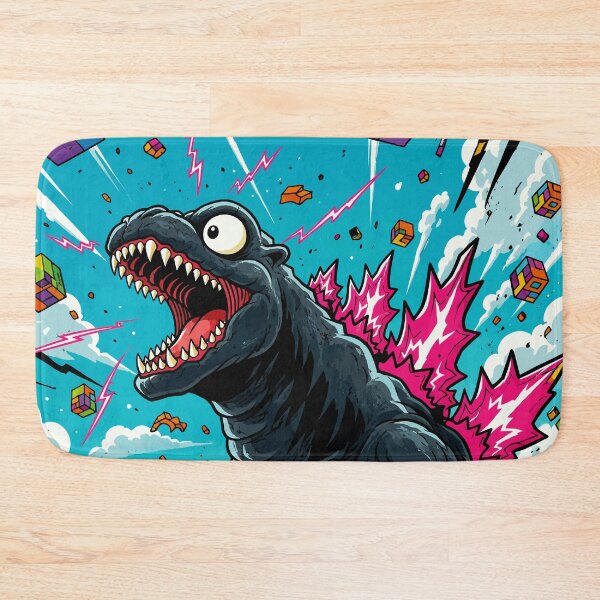 Item preview, Retro Kaiju Monster City Rampage Neon Comic Pop Art Graphic designed and sold by The Upside Down.