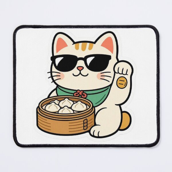 Item preview, Cute Lucky Cat Eating Dumplings Dim Sum Sunglasses designed and sold by BobaCatDesign.