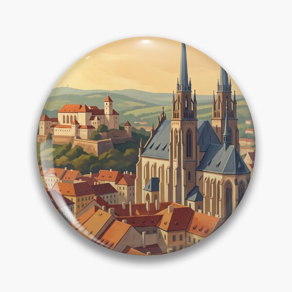 Item preview, Brno Czech Republic Vintage Travel Illustration designed and sold by Bomax121.