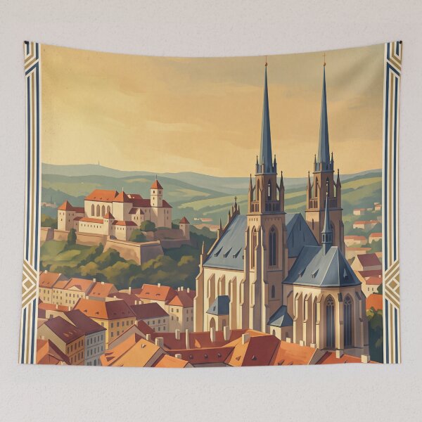 Item preview, Brno Czech Republic Vintage Travel Illustration designed and sold by Bomax121.