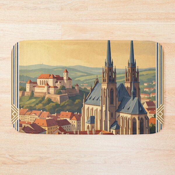 Item preview, Brno Czech Republic Vintage Travel Illustration designed and sold by Bomax121.