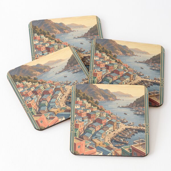 Item preview, Busan South Korea Vintage Coastal Illustration designed and sold by Bomax121.