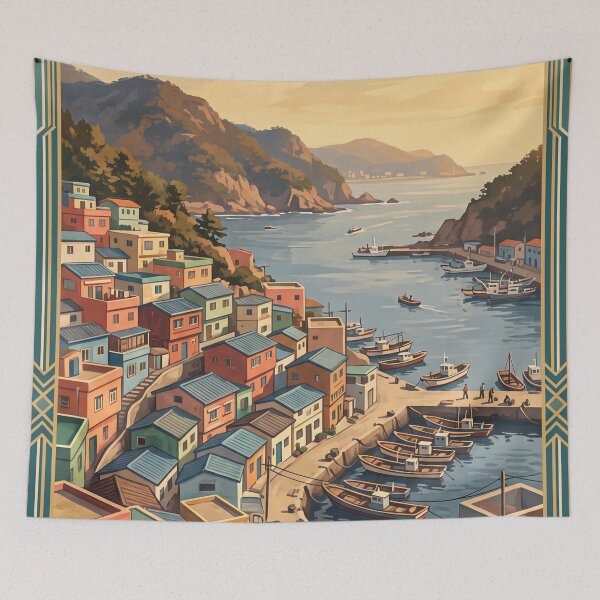 Item preview, Busan South Korea Vintage Coastal Illustration designed and sold by Bomax121.