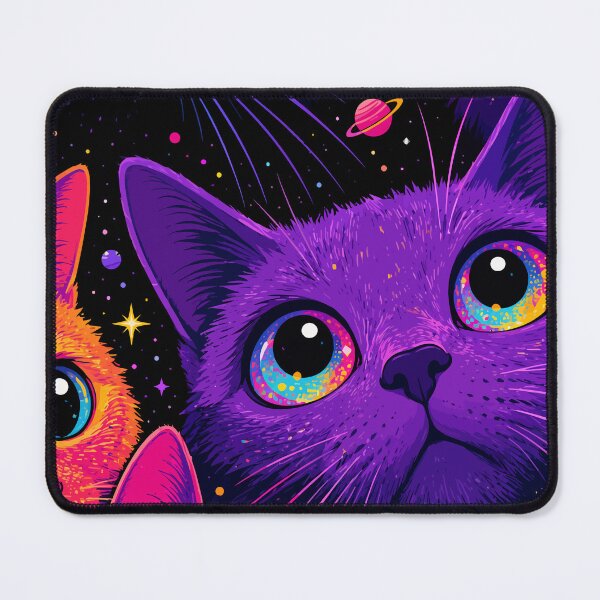 Item preview, Cosmic Galaxy Space Cats Neon Psychedelic Universe Graphic Art designed and sold by The Upside Down.
