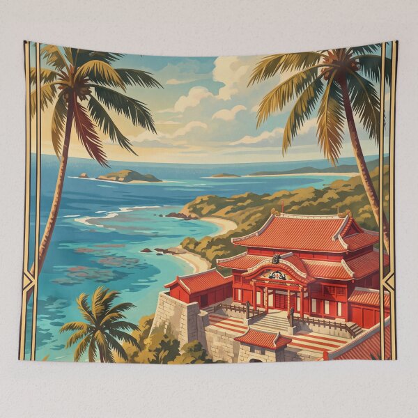 Item preview, Ilustración de viaje tropical vintage de Okinawa, Japón designed and sold by Bomax121.