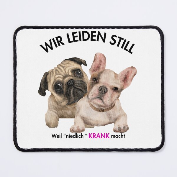 Item preview, "We suffer in silence – because cute makes you sick" | Statement shirt against cruel breeding | Pug & French Bulldog design designed and sold by MitMopsundHerz Rosinchens_Welt.