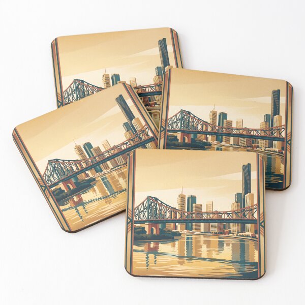 Item preview, Brisbane Australia Vintage Travel Illustration designed and sold by Bomax121.