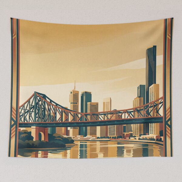Item preview, Brisbane Australia Vintage Travel Illustration designed and sold by Bomax121.