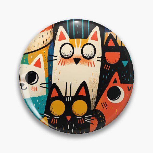 Item preview, Funny Quirky Cats Doodles Colorful Cartoon Feline Squad Graphic Art designed and sold by The Upside Down.