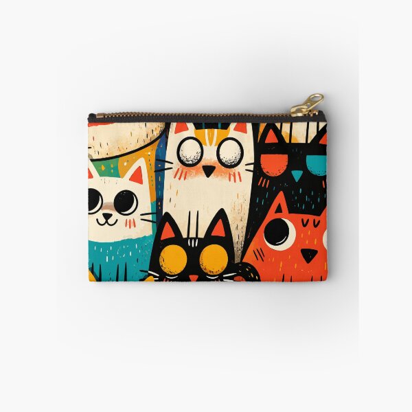 Item preview, Funny Quirky Cats Doodles Colorful Cartoon Feline Squad Graphic Art designed and sold by The Upside Down.