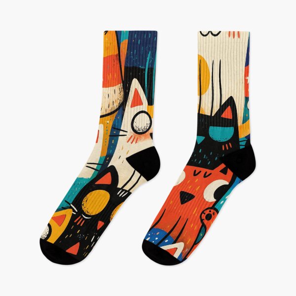 Item preview, Funny Quirky Cats Doodles Colorful Cartoon Feline Squad Graphic Art designed and sold by The Upside Down.