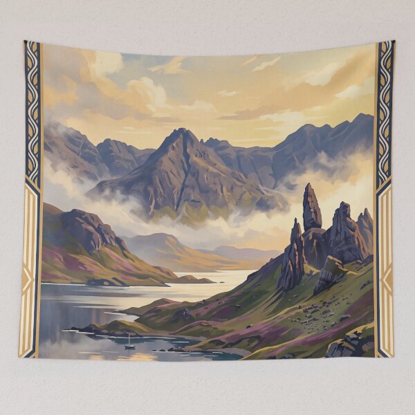 Item preview, Isle of Skye Scotland Vintage Travel Illustration designed and sold by Bomax121.