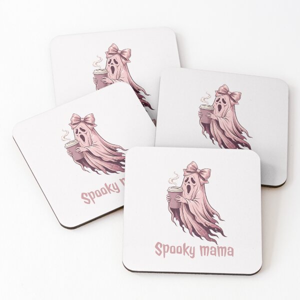 Item preview, Pinkoween Spooky Mama Ghost Drinking Coffee designed and sold by MythicCotton.