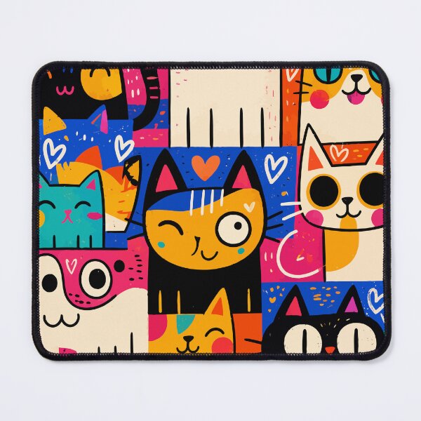 Item preview, Colorful Quirky Cats Doodles Pop Art Kawaii Feline Pattern Graphic designed and sold by The Upside Down.