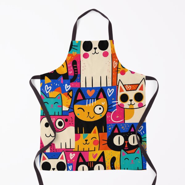 Item preview, Colorful Quirky Cats Doodles Pop Art Kawaii Feline Pattern Graphic designed and sold by The Upside Down.