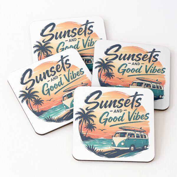 Item preview, Sunsets And Good Vibes Surf Camper Van   designed and sold by Jaideep Walia.