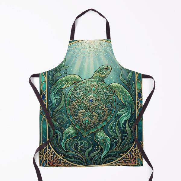 Item preview, Art Nouveau Sea Turtle Wall Art – Ornamental Marine Life and Ocean Illustration designed and sold by ZyxDes.