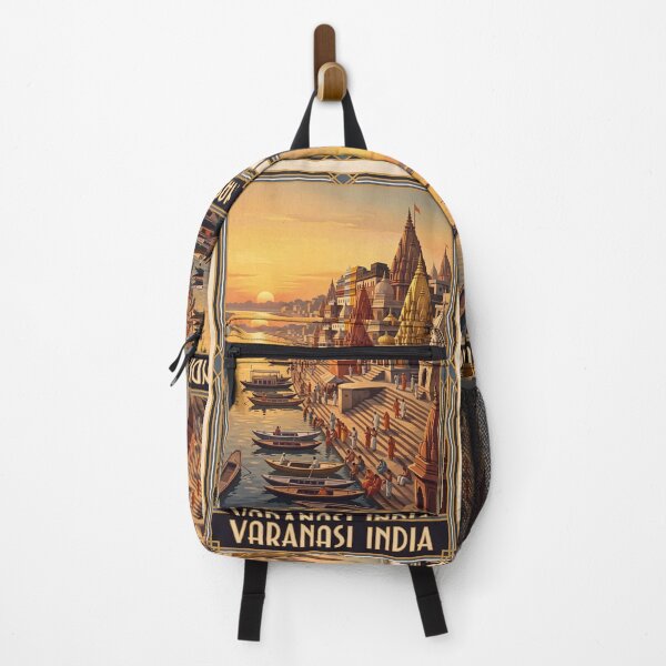 Item preview, Varanasi India Vintage Ganges Travel Illustration designed and sold by Bomax121.