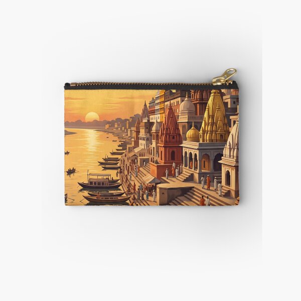 Item preview, Varanasi India Vintage Ganges Travel Illustration designed and sold by Bomax121.