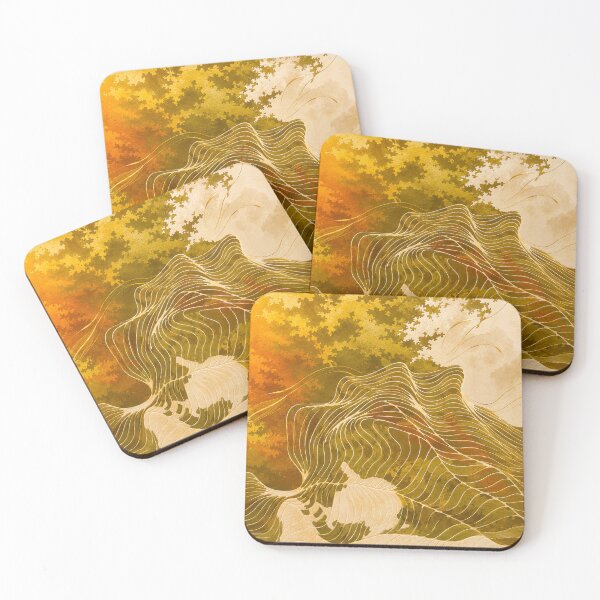 Item preview, Warm Abstract Waves — Golden Earthy Flow Art designed and sold by behappyandrelax.