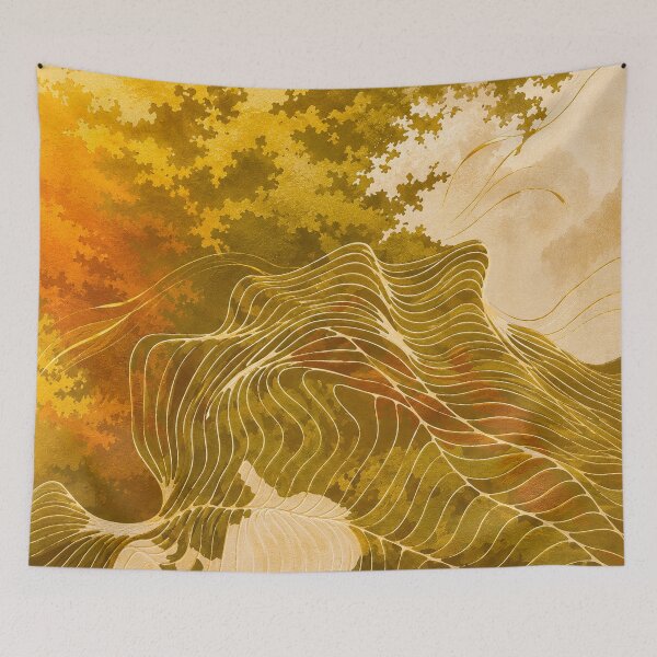 Item preview, Warm Abstract Waves — Golden Earthy Flow Art designed and sold by behappyandrelax.