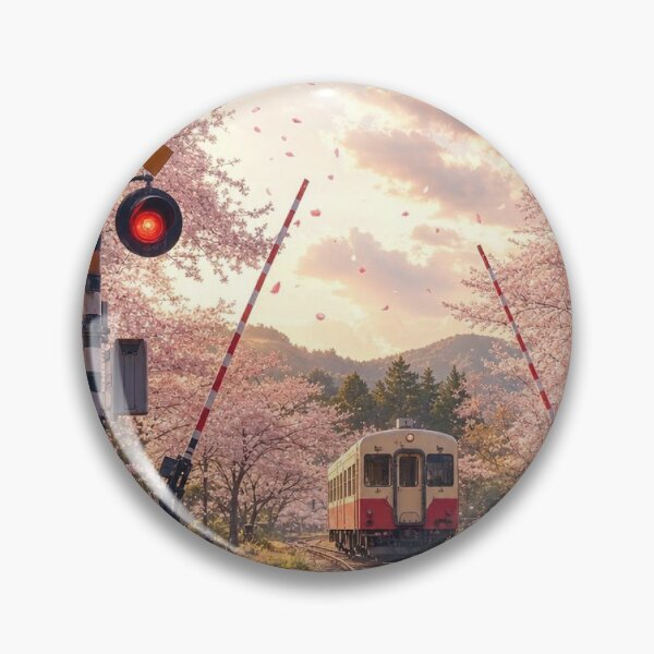 Item preview, Sakura Railroad Crossing Japanese Train Spring Blossom Aesthetic designed and sold by vekotpu.