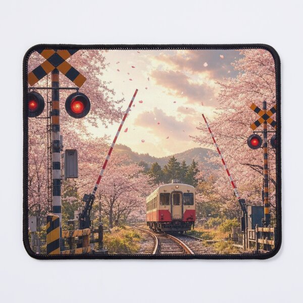 Item preview, Sakura Railroad Crossing Japanese Train Spring Blossom Aesthetic designed and sold by vekotpu.