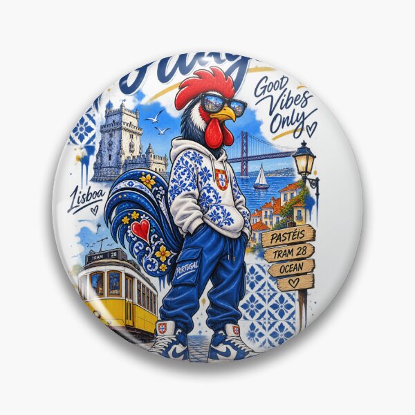 Item preview, Portuguese Rooster Azulejo Streetwear designed and sold by FurryPrintLab-FurryPrintLabDesign.