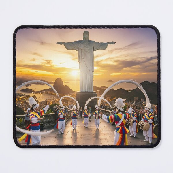 Item preview, Korean Traditional Pungmul Nori & Sangmo Spinning at Christ the Redeemer Rio Art Print, Cultural Fusion Design designed and sold by SOOstudio73.