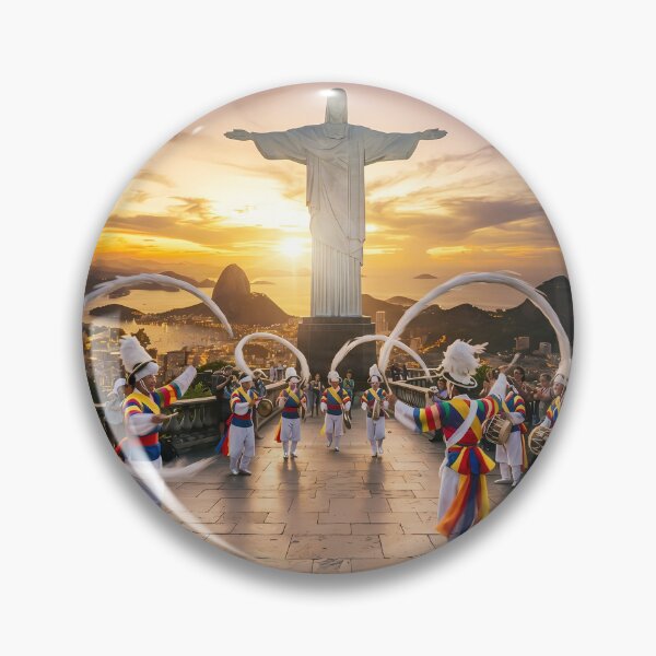 Item preview, Korean Traditional Pungmul Nori & Sangmo Spinning at Christ the Redeemer Rio Art Print, Cultural Fusion Design designed and sold by SOOstudio73.