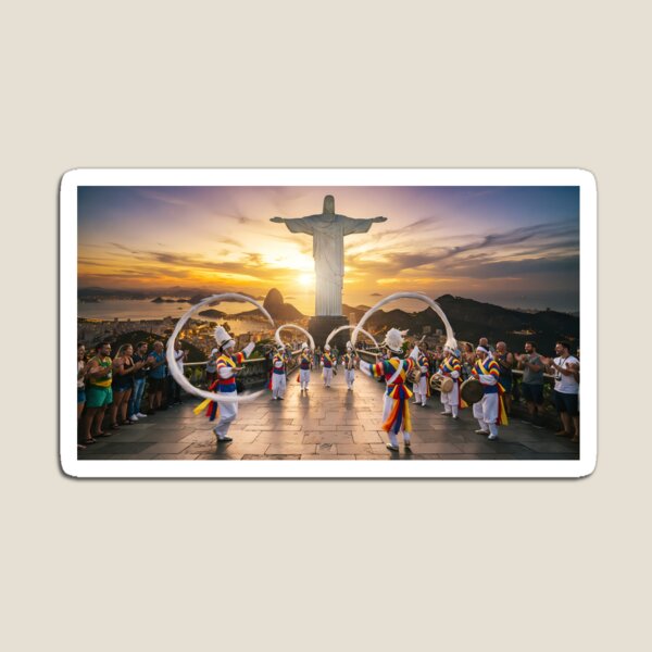 Item preview, Korean Traditional Pungmul Nori & Sangmo Spinning at Christ the Redeemer Rio Art Print, Cultural Fusion Design designed and sold by SOOstudio73.